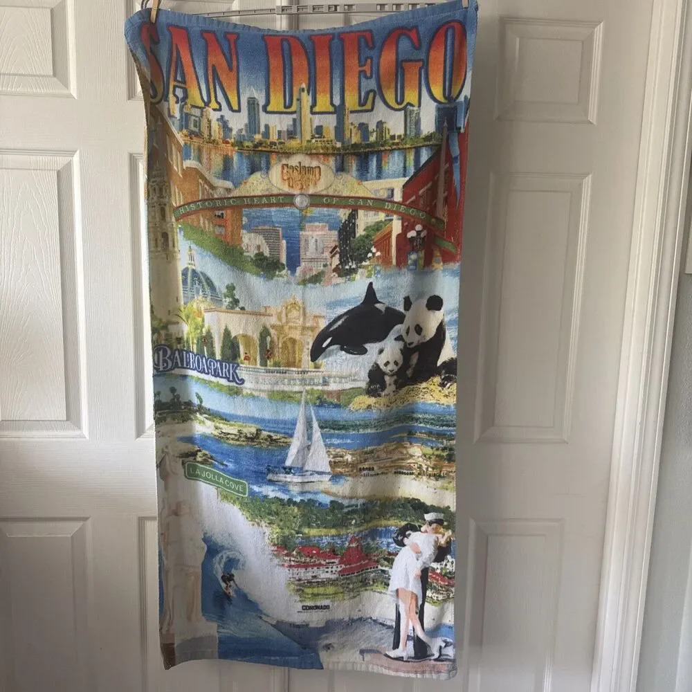 San Diego California Beach Towel  53.5 x28.5 Inches Tourist Landmarks Travel